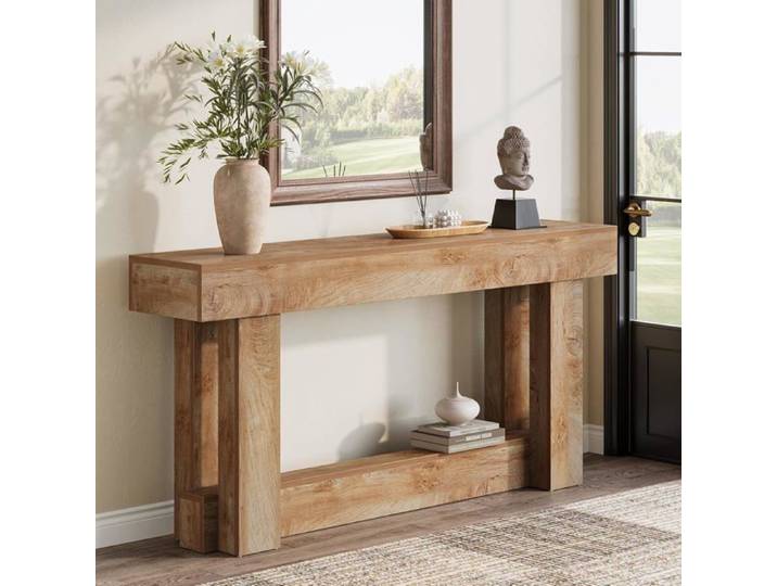 Finmind Table Console - 160 x 30 x 85 cm - Table d'entrée 2-Tier - Design Industriel - Marron