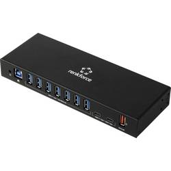 Renkforce RF-7403762 USB-Hub 10 Port USB-A, USB-C® USB 3.2 Gen1 5 GBit/s für industrielle Anwendungen Schwarz RF-IH10-100