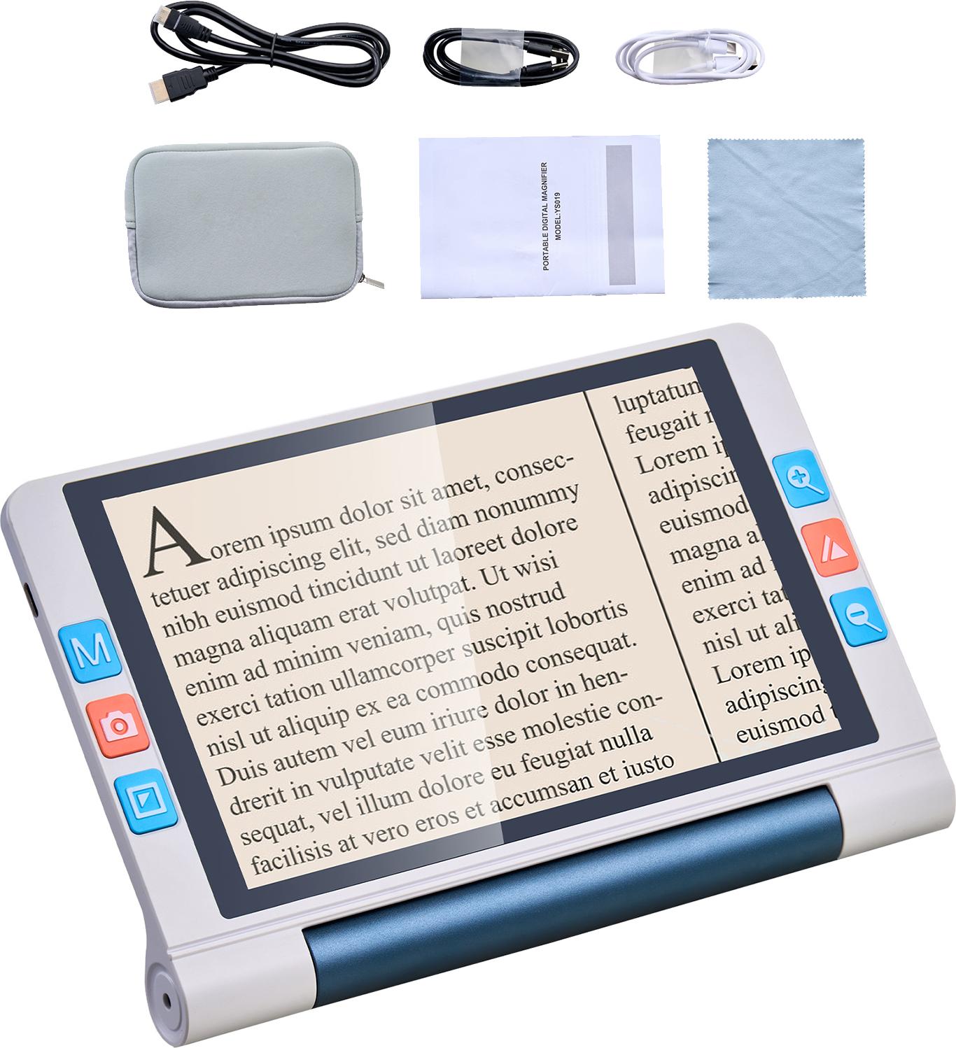 SucceBuy Tragbare digitale Lupe mit 8-Zoll-Touchscreen, elektronische Leselupe für Sehschwäche, 2- bis 20-fache Vergrößerung, 13-MP-Autofokus-Objektiv, 26 Farbmodi, HDMI-Ausgang und 16 GB Speicher