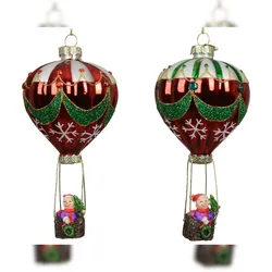Christmas Decorations 1 Christbaumschmuck Glas 15cm Heißluftballon sortiert Weihnachtsbaum Anhänger Christbaumanhänger Weihnachtsbaumschmuck Weihnachtsdeko Rot Grün