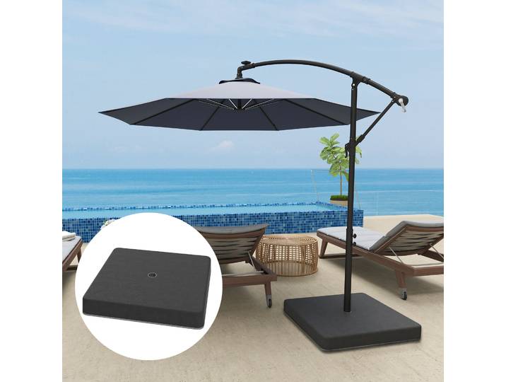 Outsunny Plaques Base Parasol Plastique Remplissables Noir