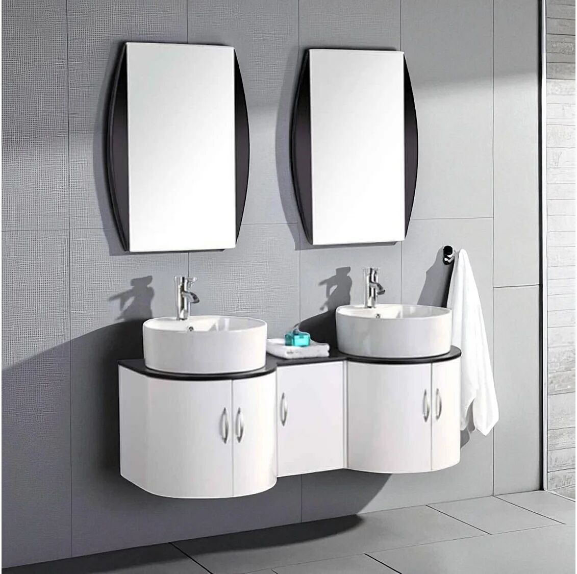 ELITESHOPPING Mueble de baño blanco de 138 cm con lavabo incluido – Eloise