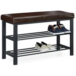 Relaxdays Schuhbank mit Polsterung Anthrazit,Dunkelbraun