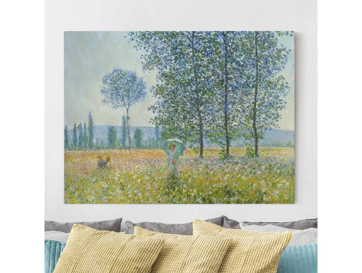 Impression sur toile Champs au printemps Polyester Vert 100 x 75cm