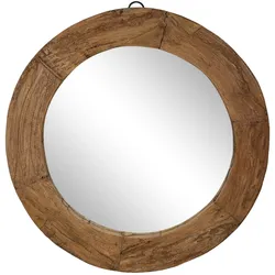 Chic Antique Runder Grimaud Spiegel mit Holzrahmen, Ø100 cm natur