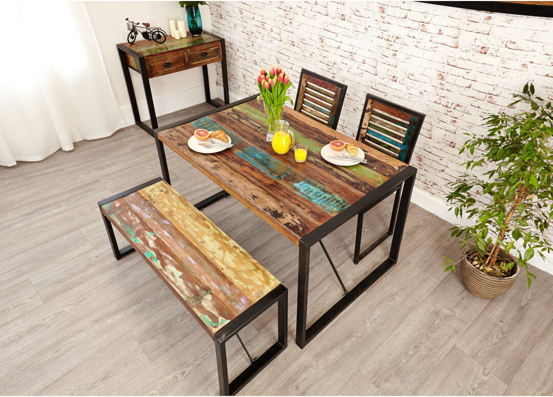 Rio Subedi Acacia Rectangular Wood Top Dining Table Brown