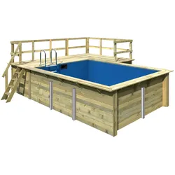Karibu Rechteck Pool Gr. 2 - 350 x 440 cm - kdi Grundkörper inkl. Terrasse am Einstieg
