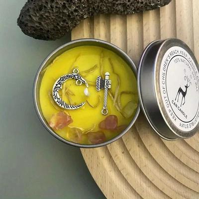 Uplift Picks Crystal Dried Flower Scented Candle Handmade Aromatherapy Tin Candle Decor yellow