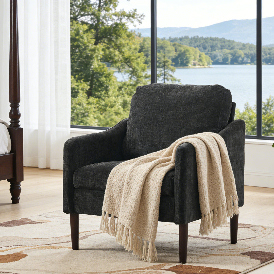 George Oliver Upholstered Armchair Grey 70.6cm H X 76.9cm W X 71.8cm D