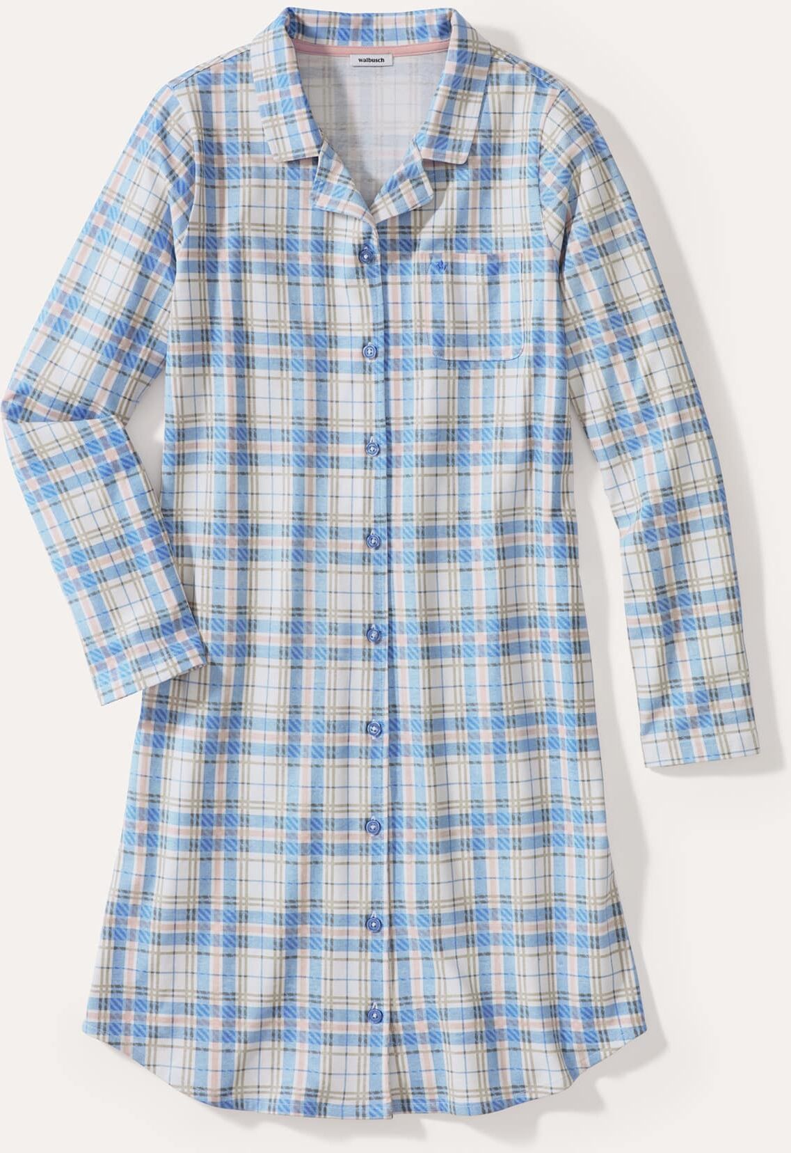 Walbusch Jersey Flanell Nachthemd, normale Größen, Farbe Rosa, 40, reine Baumwolle kuschelig dank Peach-Effekt Damen