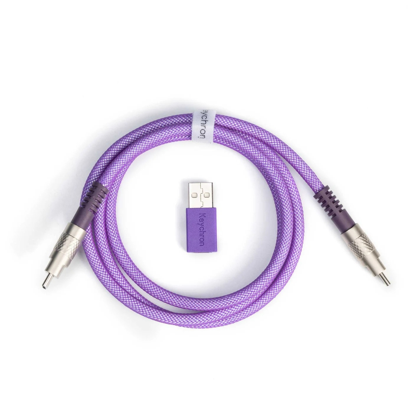 Keychron Dubbelommantelde Geek-kabel Spiraalkabel voor Mechanisch Toetsenbord - Paars / Type-C