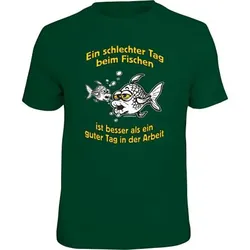 Rahmenlos "Ein schlechter Tag beim Fischen..." T-Shirt Herren (Grün), Grün, XXL