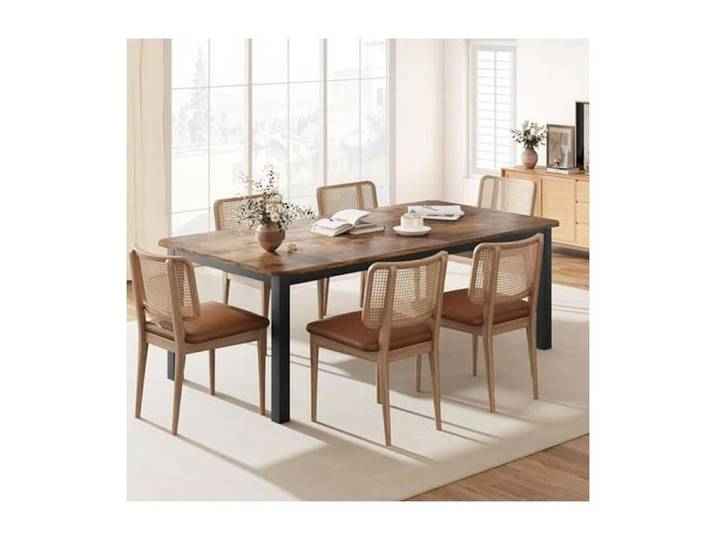 Table salle à manger rectangulaire 78 7″ 6‑8 personnes bois industriel style rétro