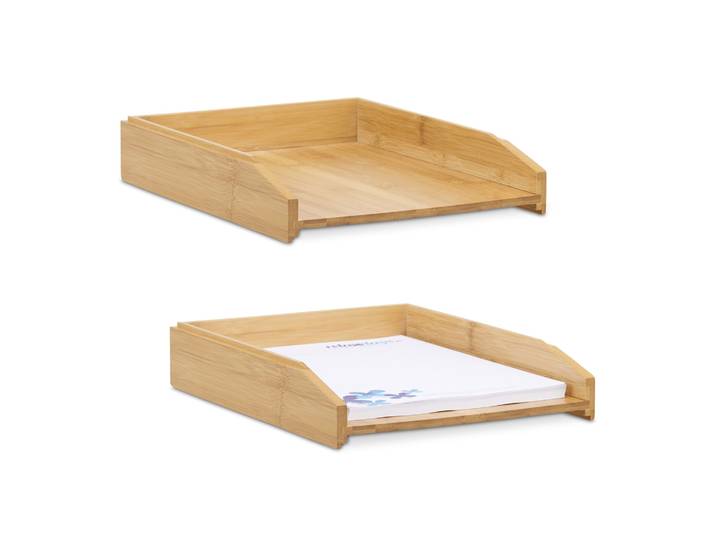 Stapelbare Briefablage 2er-Set Hellbraun