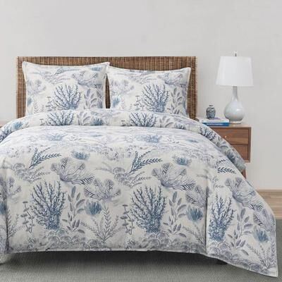Hiend Accents Oceania II Mini Comforter Set Blue, Queen, Blue