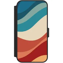 Nivocase Klapphülle für Apple iPhone 14 Handyhülle aus Kunst Leder NIVOflip schwarz Farbe Farbverlauf Welle (Apple iPhone 14), Smartphone Hülle, Schwarz