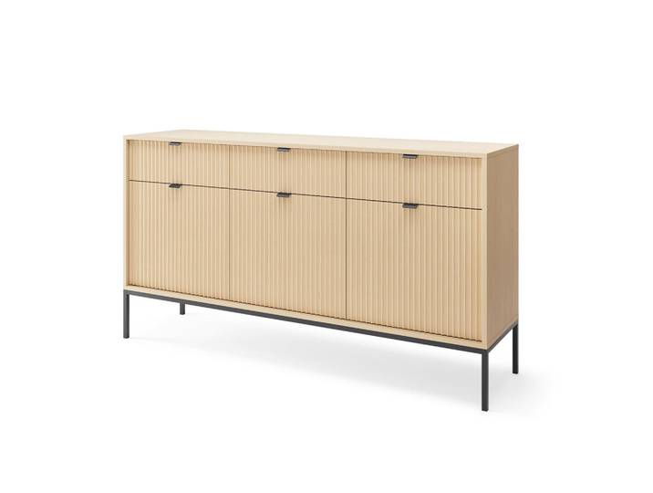Komodee Sideboard Nanaimo Kom3 Profilierte Fronten Eiche Vicenza Eiche Vicenza, Eiche Artisan, 154x83x39 cm, Kleinmöbel, Kommoden, Sideboards
