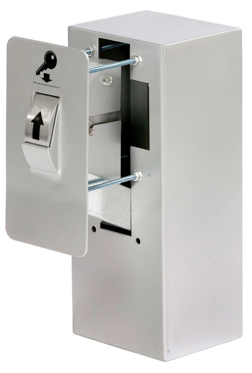 Schlüsselanahmebox mit höchstem Sicherheitsstandard, zur dauerhaften Montage in die Wand aus hochwertigem Kohlenstoffstahl, Maße (H x B x T): 555 x 21