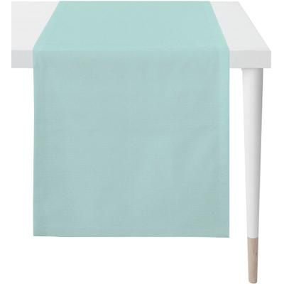Tischläufer APELT "3900 Uni / OUTDOOR, Sommerdeko, Sommer", blau (hellblau), B:48cm L:140cm, Polyacryl, Tischdecken, mit Fleckschutz