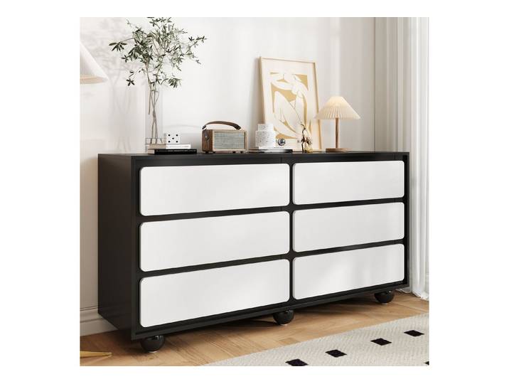 IDEASY Sideboard Moderne Frisierkommode mit 6 Schubladen, Schminktisch Dressing Table 140x38x74,5cm