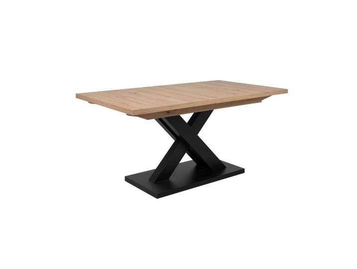 Esstisch, Schwarz & Eiche Artisan, 90x76 cm, Holzwerkstoff, Ausziehbar, Modern, MID.YOU