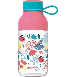 Quokka Ice Kids mit Trageriemen - Trinkflasche ecozen 430 ml mit Trageriemen (květiny)