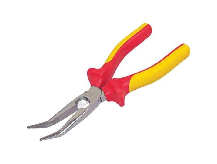 STANLEY 0-84-008 Pince a becs 1/2 ronds longs coudes 200mm isolee 1000v\, Jaune/Rouge