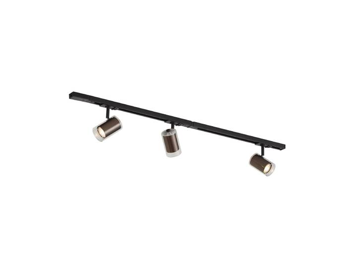 Système d'éclairage sur rail moderne noir avec 3 spots bronze