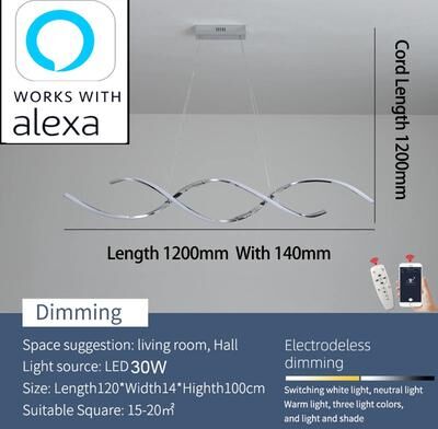 Uplift Essentials Modern Minimalist Linear Chandelier High Definition LED Pendant Lighting For Dining Rooms, Kitchen Islands, & Smart Ho alexa Smart (1200mm)