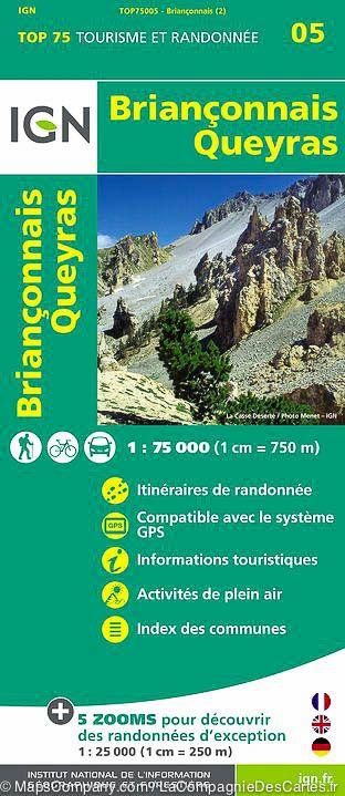 Carte TOP 75 n° 5 - Briançonnais & Queyras (Alpes)   IGN