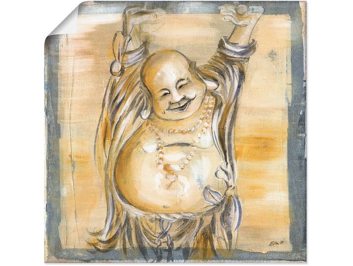 Wandbild ARTLAND Fröhlicher Buddha II , beige (farbe bild(er): naturfarben), B:50cm H:50cm, Bilder, Wandbild, als Leinwandbild, Poster in verschied. Grössen