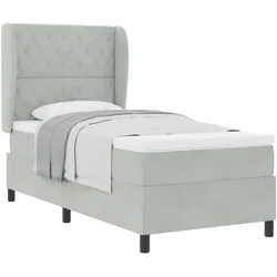 vidaXL, Boxspringbett, Boxspringbett Mit Matratze Samt Hellgrau (90 x 190 cm)