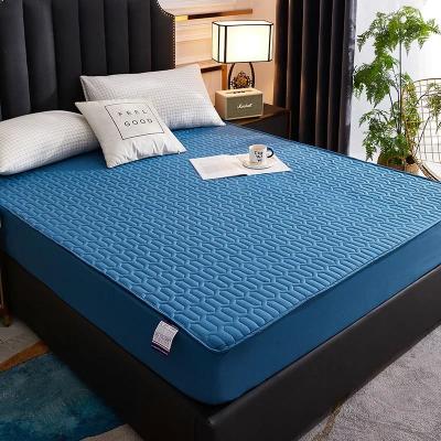 Uplifted Finds Waterproof Quilted Latex Mattress Protector Pad Fitted Sheet Style Bed Cover 200 X 200 X 30 Cm blue
