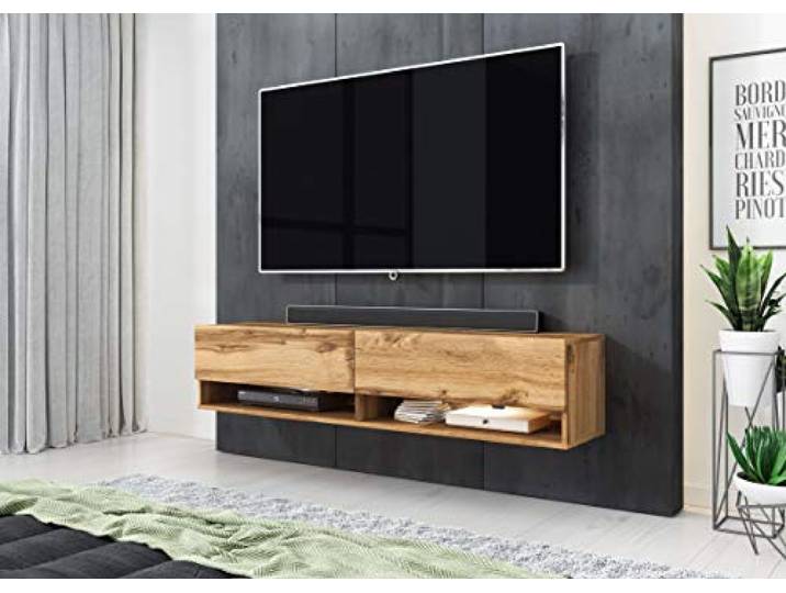 Modern RTV-Schrank Axel 140 cm, Wotan Eiche, 3 Farben, mit oder ohne LED, TV-Schrank, Fernsehtisch