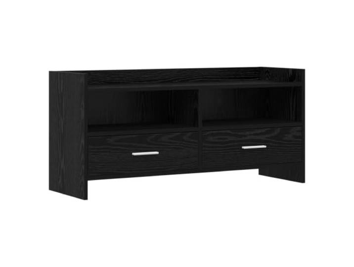 PUGYNBK TV-Möbel, 100 x 33 x 47 cm, Eiche, Schwarz Holztechnik, Metallgriffe, Multimedia-Regale, rechteckiges Design