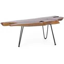 Couchtisch Adanya aus Teakholz, modernes Design, Natur, rechteckig, Metallgestell Schwarz
