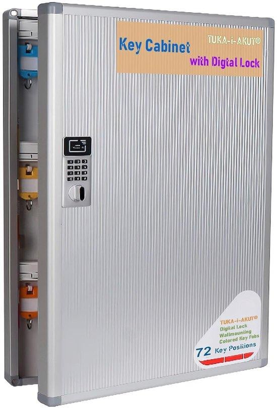 TUKA-i-AKUT Elektronische Sleutelkluis met 72 Haken, Aluminium Wandmontage, Zilver