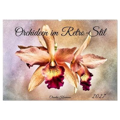 Orchideen im Retro-Stil (Wandkalender 2027 DIN A2 quer), CALVENDO Monatskalender