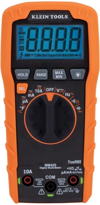 Klein Tools Multimètre numérique TRMS à plage automatique 600 V Température CAT III (MM420EU)