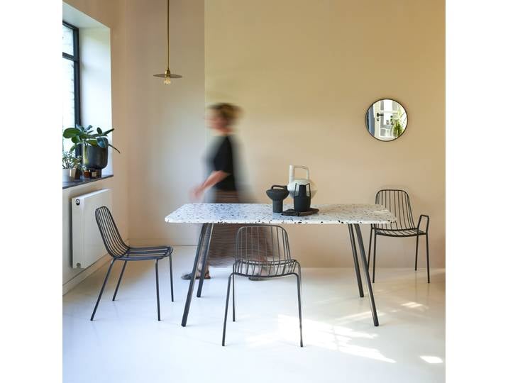 Rechteckiger Esstisch premium-terrazzo und Metall 160 Elio Grey - Dunkelgrau