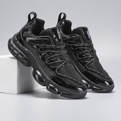 LightInthebox Men's Athletic Black Running Sneakers – High-Performance Sport Shoes for Running, Gym, and Outdoor Activities, Lightweight with Cushioned Sole for Comfort and Stability