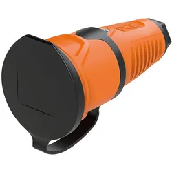 Schutzkontaktkupplung mit Deckel, Vollgummi (orange/schwarz) PCE
