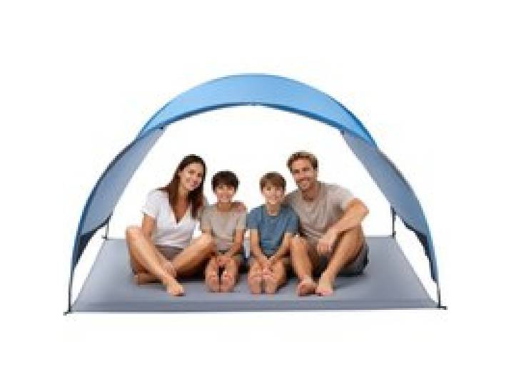 VEVOR strandtent/zonnescherm voor 4 personen, UPF 50+ bescherming, draagbare strandtent met draagtas en haringen, lichtgewicht compacte strandparasol voor kamperen, vissen, picknicken, zonnebaden
