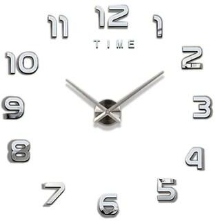 Inspire Select Modern 3D DIY Acrylic Mirror Wall Clock Large Frameless Quartz Decorative Wall Clock 023 Silver 3d Diameter 23.6 35.4 In