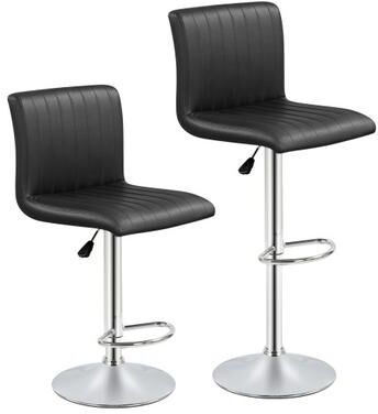 Costway Bar Stools Set of 2 Adjustable Swivel Barstools with Back and Footrest-Black