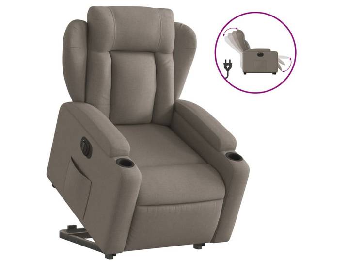 furnicato Massagesessel Elektrischer Relaxsessel mit Aufstehhilfe 77x94,5x100 Taupe (1-St), Elektrischer TV-Sessel mit Aufstehhilfe und Becherhaltern in Taupe