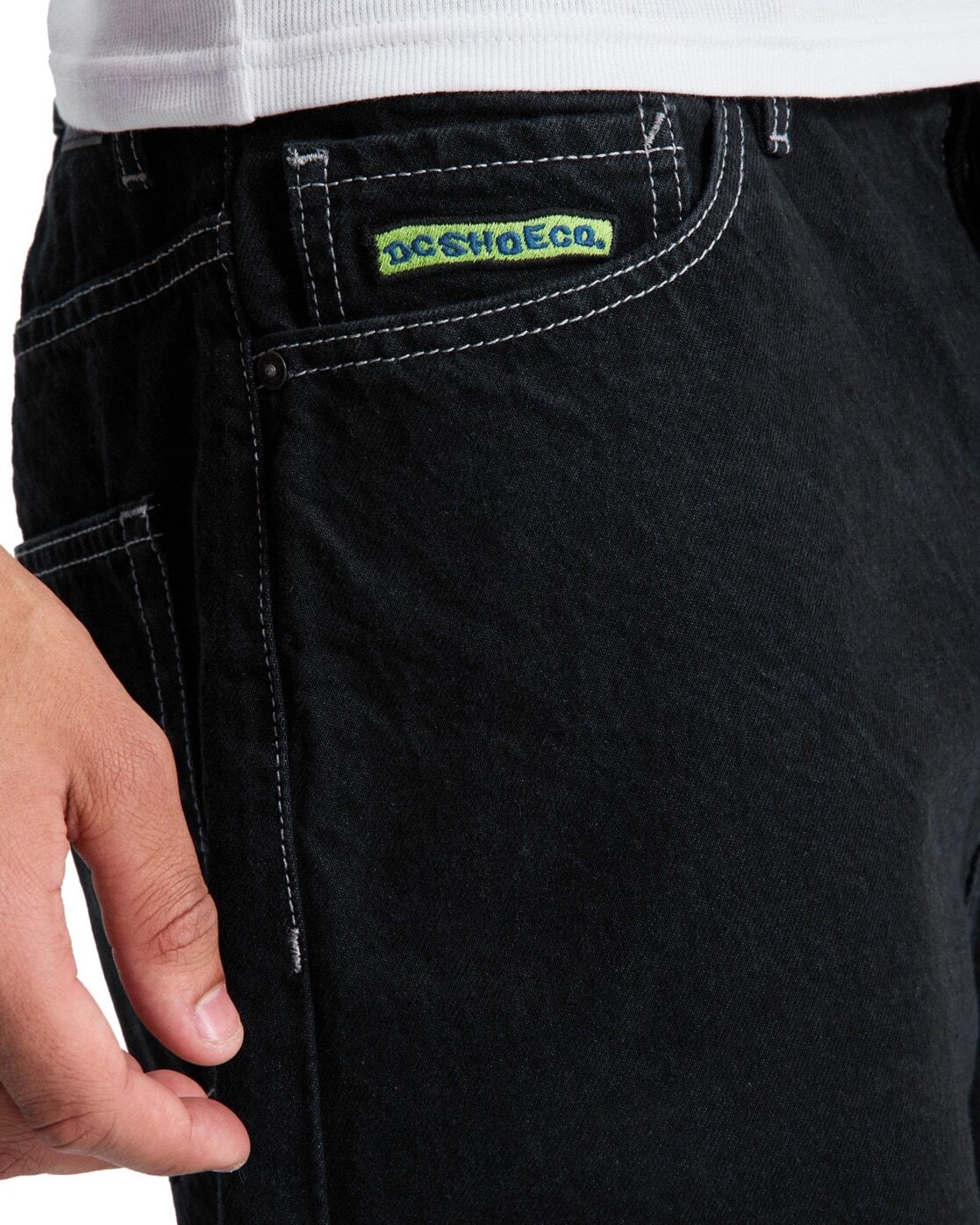 Jeansbermudas DC SHOES "Baggy", Herren, Gr. 31SM, Normalgrössen, schwarz tint, Obermaterial: 75% Baumwolle, 25% Baumwolle., Jeans Jeansbermudas schwarz tint 31SM, Normalgrössen