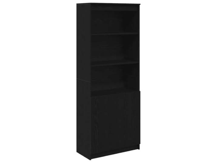 KPOTUERTU Highboard Schwarz Eichen-Optik 70x35x180 cm Holzwerkstoff Mit Wandhalterung, formschön, für Bad, Küche, Schlafzimmer, Flur, Büro