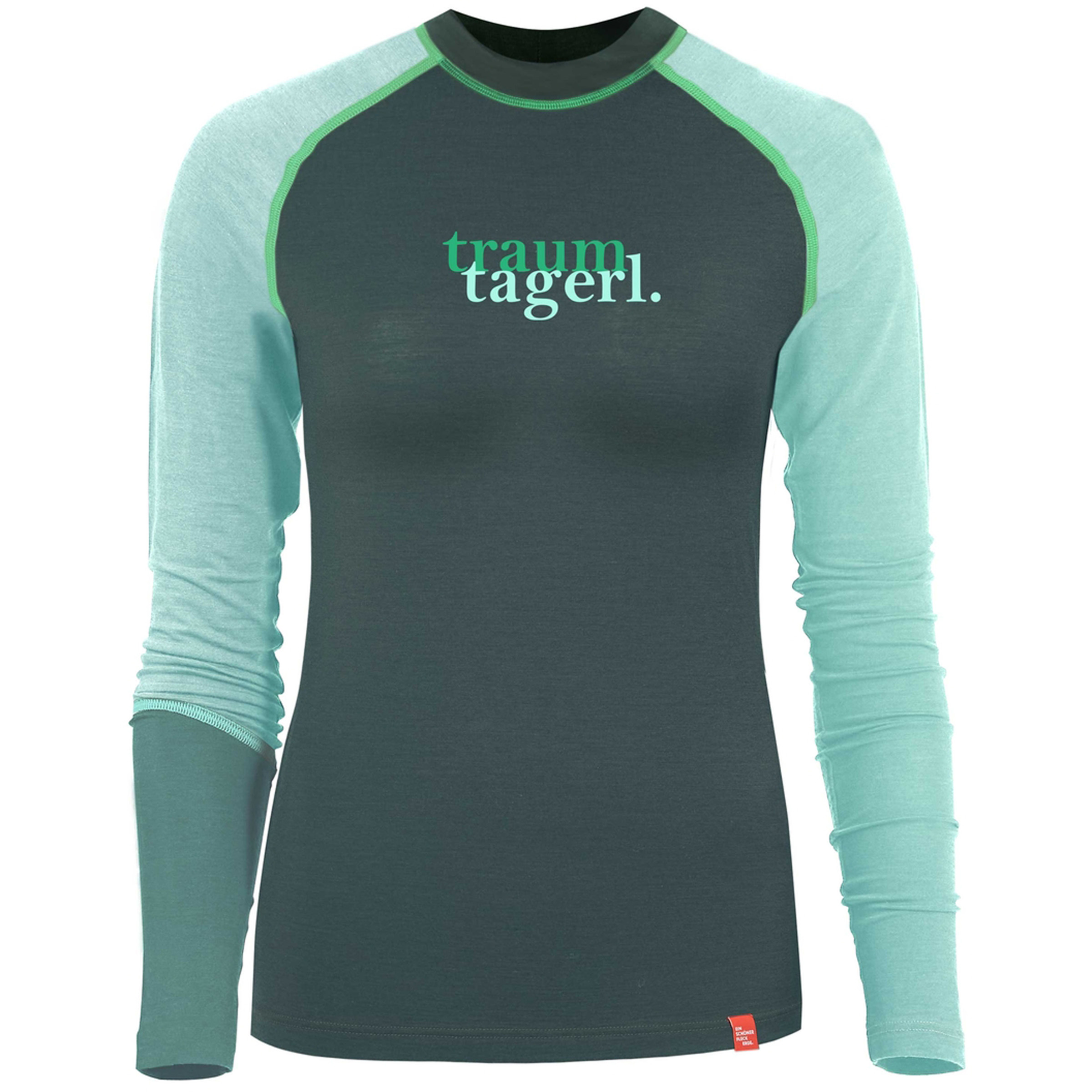 Ein schöner Fleck Erde Traumtagerl Damen Langarm Unterhemden gruen Größe L Trekking Merinowolle | Lyocell (Tencel)