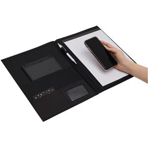 Böttcher-AG Schreibmappe Event, schwarz, Polyester / PVC, mit Tabletfach bis 12 Zoll, inklusive Schreibblock, A4
